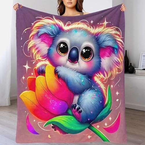 Couverture Koala 3D en microfibre chaude et douce pour lit et canapé 200x230cm