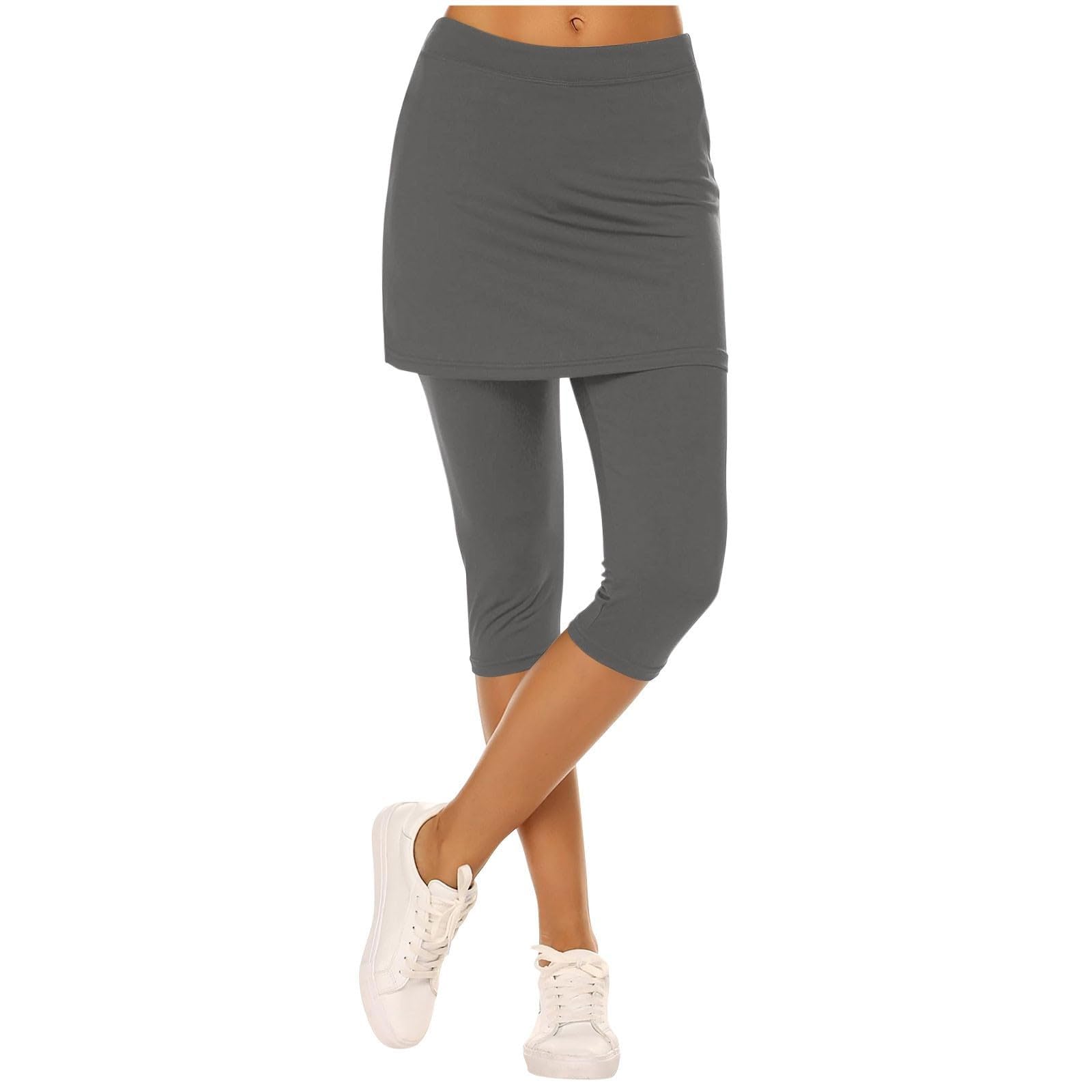 Generisch Jupe de tennis 3/4 pour femme - Confortable et douce - Avec pantalon léger - Pantalon de yoga - Corsaire de sport - Pour la course, le tennis, le golf, le yoga, le fitness