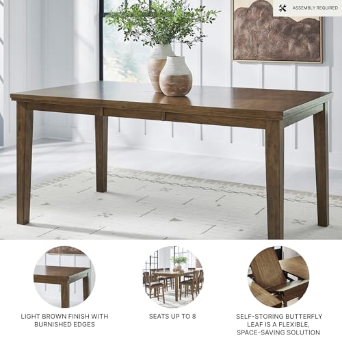 Image of Signature Design by Ashley Vallister Casual Counter Height Dining Extension Table with Burnished Edges, Light Brown