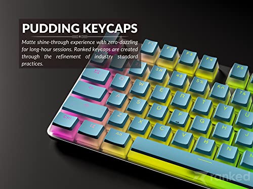 Image of Ranked Pudding PBT Keycaps | 112 Double Shot Translucent ANSI US & ISO Layout | OEM Profile for RGB Mechanical Gaming Keyboard (River Blue)