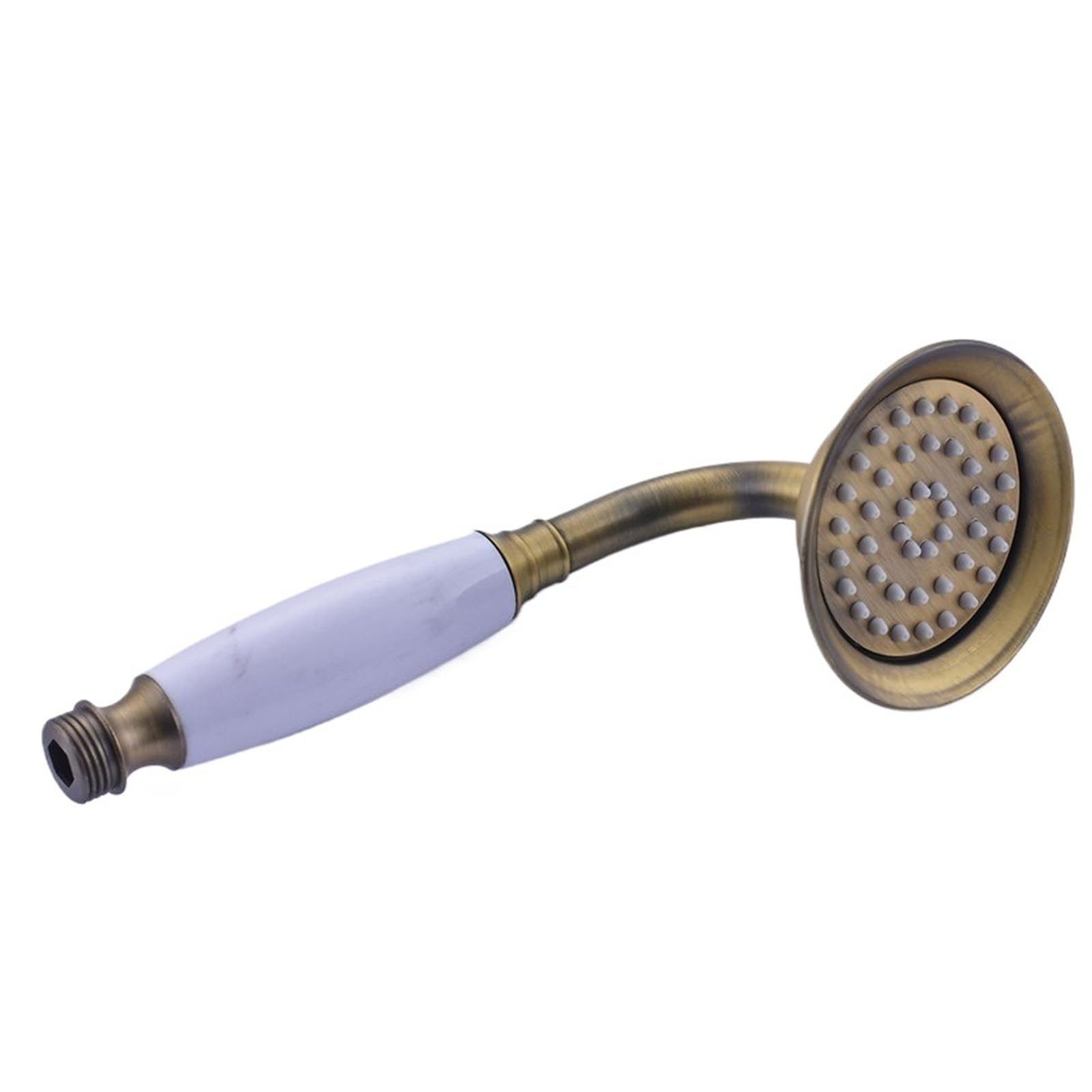 Shower Head Antique Brass 8Inch Round Rainfall Arm Water Saving Hand Held Spray 1.5 M Hose(Hand Shower Head B)