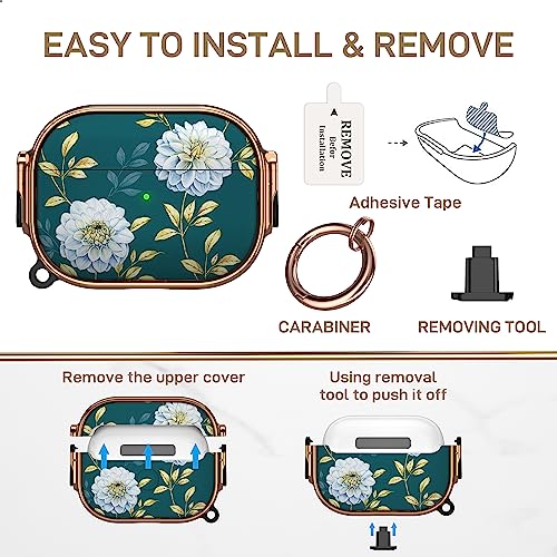 Image of Maxjoy for AirPods Pro 2nd /1st Generation Case with Lock, Cute AirPods Pro 2 Case Lock Protective Hard AirPod Pro Cover for Women Girly with Keychain for Airpod Pro (2023 /2022 /2019), Floral