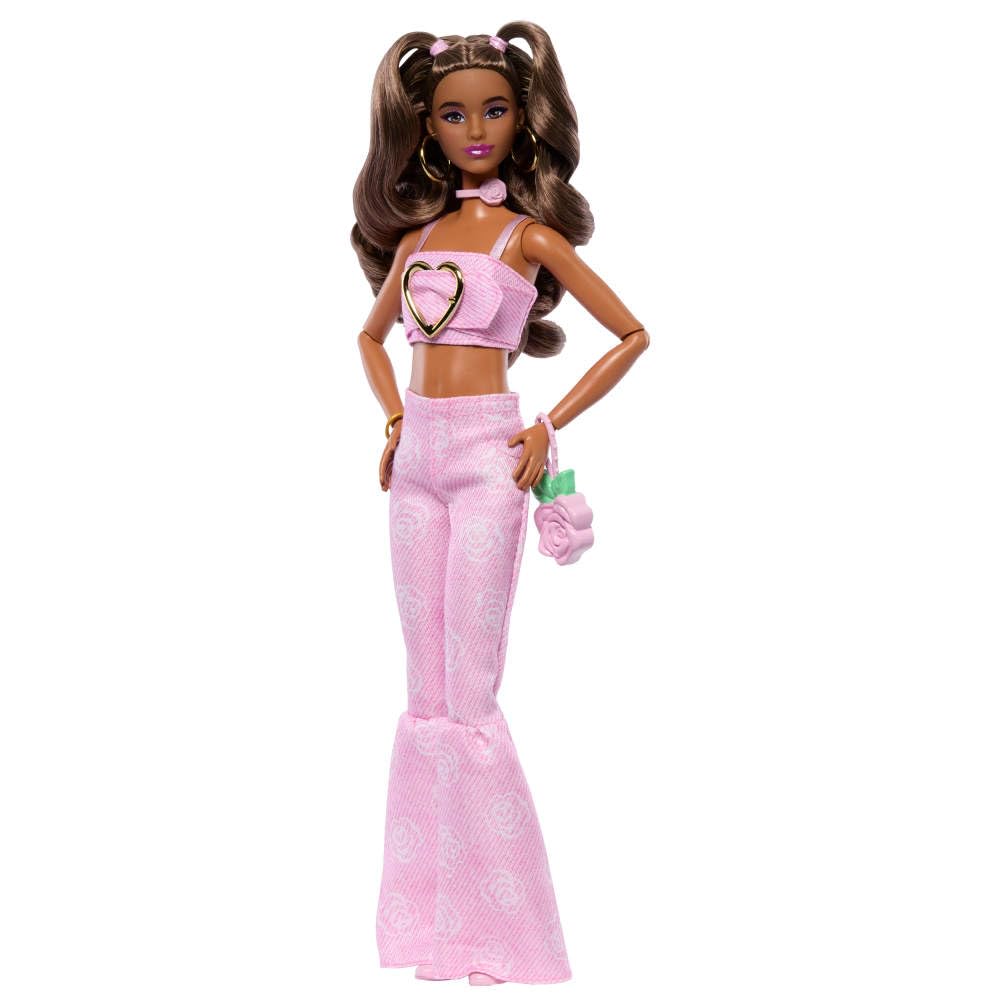トップス Barbie Amazon.com: Barbie Deluxe Style Doll #12 in Pink Denim Crop Top