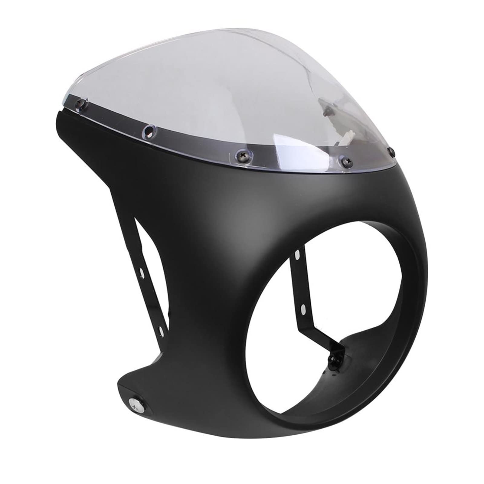 Ihreesy Motorrad Windschutzscheibe | Universal Für 5-7 Zoll Scheinwerfer | Schwarz | ABS + Metall