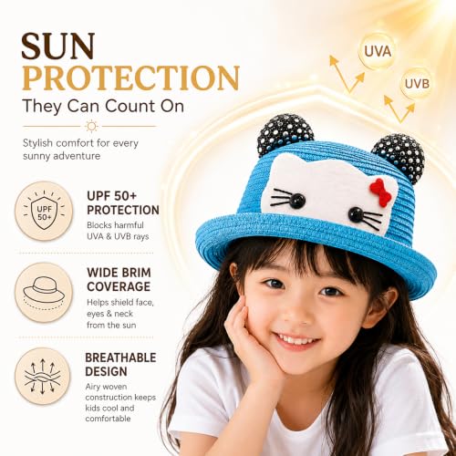 Image of VRITRAZ Baby Boy's and Girl's Kids Children Cute Printed Cartoon Gift Summer Fancy Dress Straw Fasion Hat Cap 1