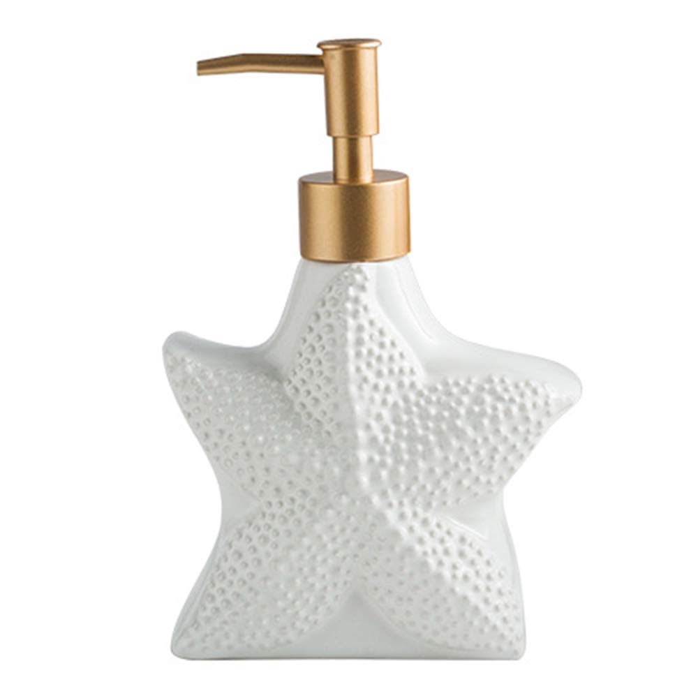 Kamenda Starfish Ceramic Soap Dispenser, Dispenser Bottle with Pump, Starfish Liquid Soap Bottle, Lotion Hand-Sanitizer Bottles, Style Press Lotion Bottle for Kitchen Bathroom,420ML