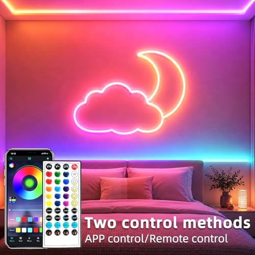 Image of segrass 132ft RGB LED neon Rope Lights LED neon Strip Lights Waterproof Flexible Neon LED Strip Lights,Led Lights for Bedroom(2 Rolls of 75ft)