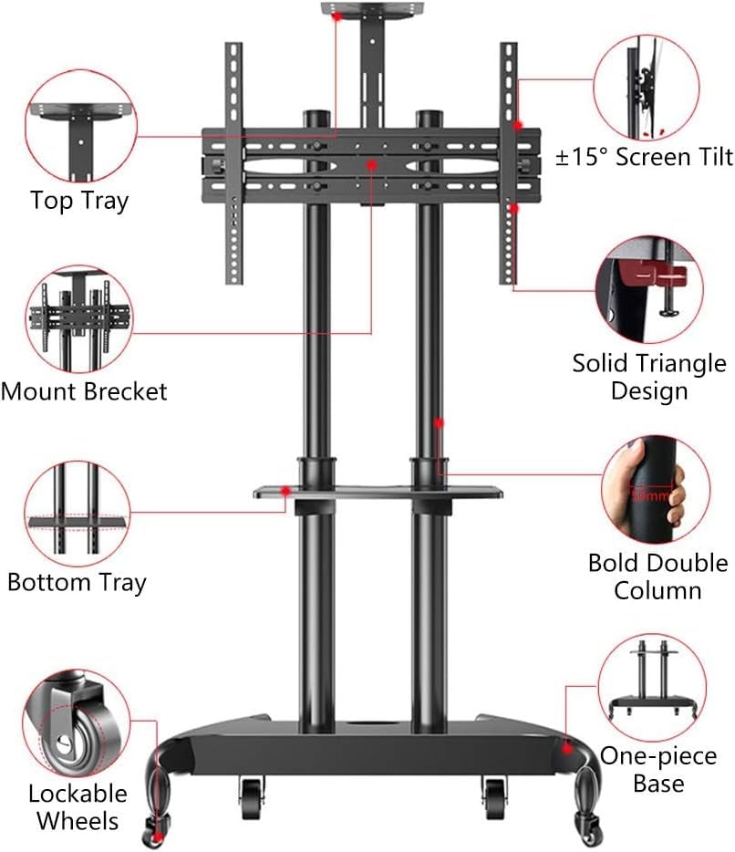 Soporte móvil para TV con ruedas y estantes miniatura 3