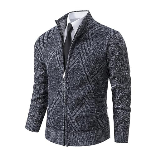 Cardigan Sweaters for Men Full Zip Fleece Lined Slim Fit Outwear Stand Collar Casual Knitted Sweater with Pockets2