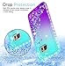 LeYi Compatible with Galaxy Note 5 Case with 2PCS Tempered Glass Screen Protector for Girls Women, Bling Phone Case for Samsung Galaxy Note 5, Teal/Purple