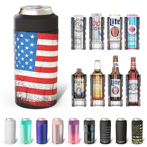 Image of Frost Buddy Universal Buddy Can Cooler - Fits All - For Regular 12 & 16 oz or Slim-Size Bottles - Insulated Double-Walled Stainless Steel (Merica)