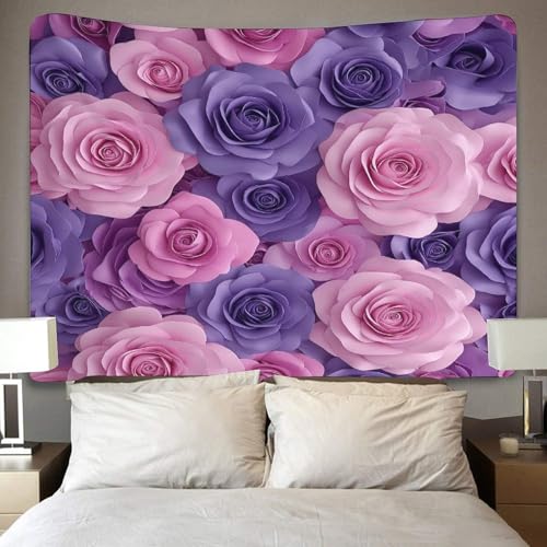 Couverture murale en polyester doux imprimé 3D de style rose - 4