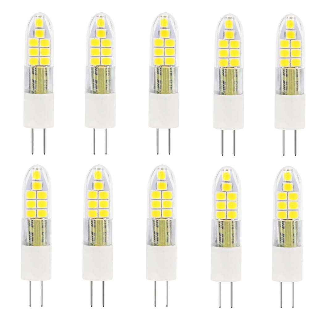 Aiwerttes G4 3W AC/DC 12V Led Bulbs Cold White 6500K LED Light 3W Equivalent to 30W Halogen Lamps for Crystal Chandelier Light, 10PCS