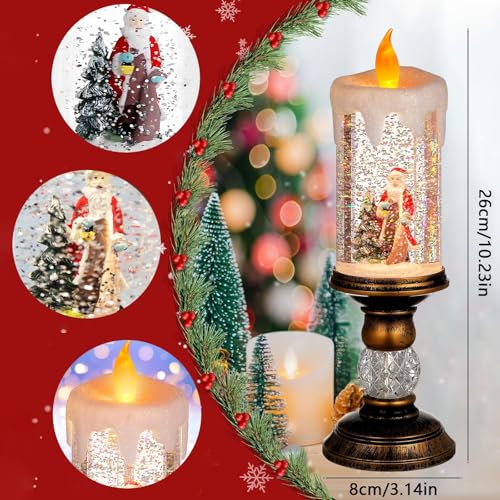 Farol de globo de nieve navideño con música de Papá Noel para centro de mesa 4