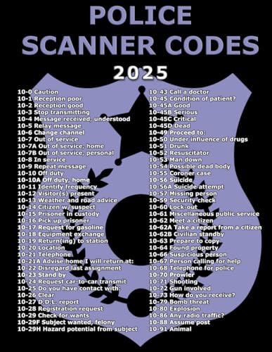 Police Scanner Codes with Badge : Patrol Police Officers, Deputies, Constables, and Dispatchers: 2025 Weekly Planner