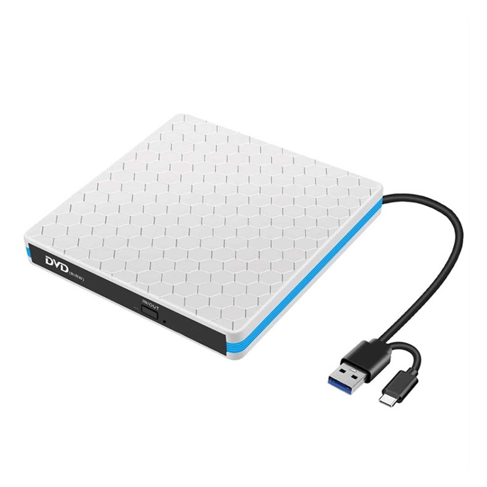 Lettore Dvd Laptop Typec unità Ottica Mobile Computer Desktop unità Ottica Esterna Dvd Masterizzatore USB3.0 Esterno Striscia di Calcio(White)