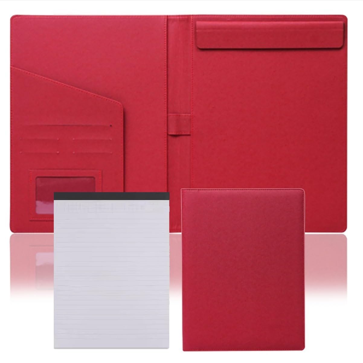 Zdejmujący się Ring Binder i Notepad, Segregator z PU Leather na dokumenty A4, zestaw 1 szt., teczka i notatnik, wielokolorowy(Red)
