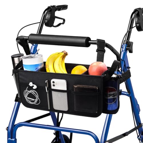 Riyitauto Upgraded Walker Basket Walker Accessories with Cup Holder, Fit for Walker and Roller...