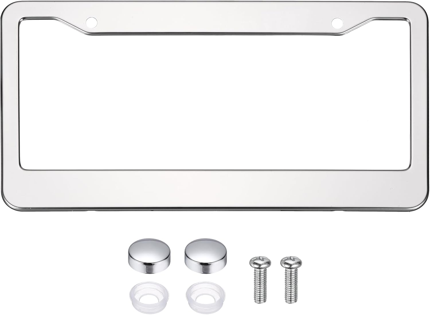 PATIKIL Stainless Steel Car License Plate Frames Kits, (Silver) (1 Pcs), Rustproof License Plate Holder Car Exterior Accessories, Suit for Various Vehicles