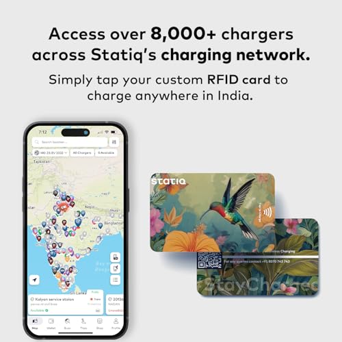 Image of Statiq 7.4kW Smart Nectar Home EV Charger with 5m Cable | App + RFID | Auto Cut-Off, Load Balancing | ARAI Certified, IP66 Rated | 2-Year Warranty