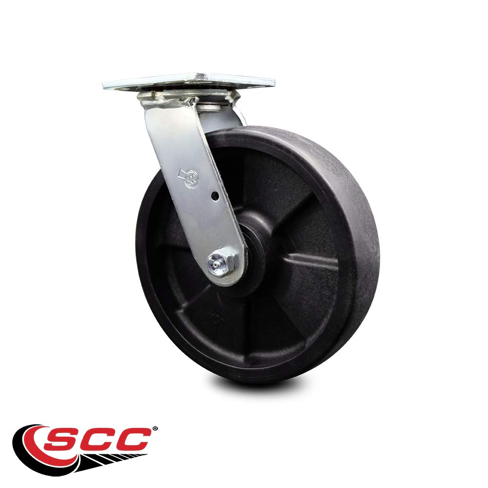 Glass Filled Nylon Swivel Top Plate Heavy Duty Caster with 8 Inch Wheel – 1,250 lbs. Capacity/Caster - Service Caster Brand