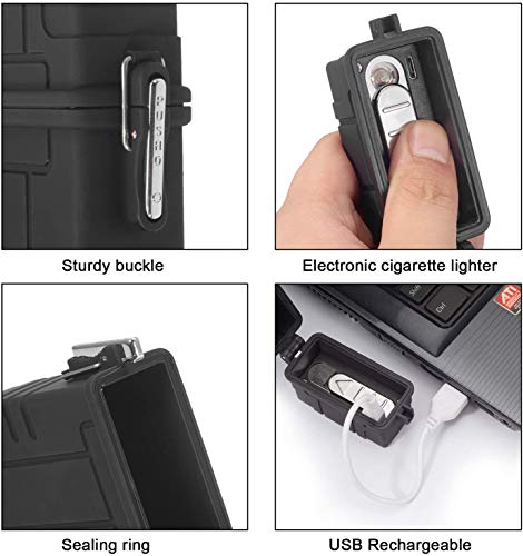 Skywin Waterproof Cigarette Case with Lighter - Airtight Cigarette Dry Box with Rechargeable Lighter - Dry Cigarette Case Protects Cigarettes from Water, Great for Outdoor Adventures (Black) - Image 5