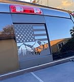 Xinghe for Nissan Frontier 2013-2023, American Flag Decals for Truck Back Middle Window, Matte Black USA Flag Decal for Truck Back Sliding Window, Waterproof Vinyl, Durable and Easy Remove Truck Decal