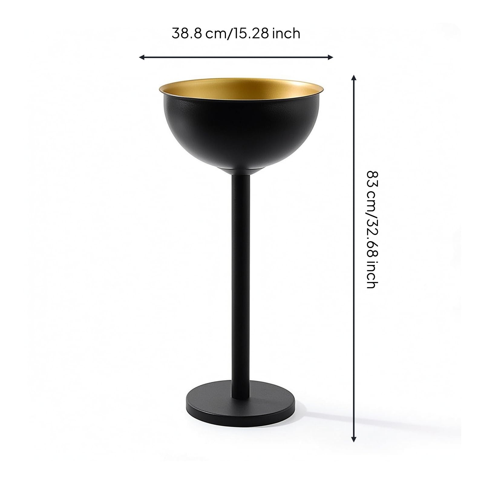 Soporte de Vino Soporte Cubo Botellero Pedestal Porta en Acero Inoxidable Liso Vertical y Base Pesada Adecuado para Servicio de Cócteles en Casa Salas , Negro Y Dorado , Redondo Con Soporte