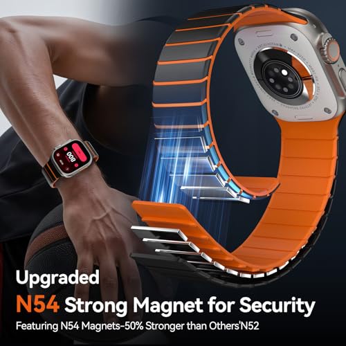Image of X-it Magnetic Watch Band for Apple Watch Ultra 49mm, 46mm /45mm /44mm, Silicone Sport Strap with Strong Magnet for Men and Women, Compatible with Apple Watch Series 11 /10 /9 /8 /7 /6 /5 /4 /3 /2 /1 and SE