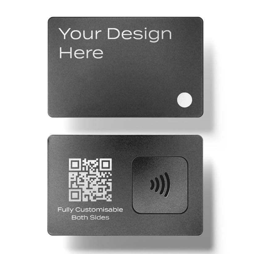 Full Custom Metal Card Metal Card Digital Visitenkarte - Premium NFC Smart Card NTAG216 [Laser Graviert - Doppelseitig - Silber]