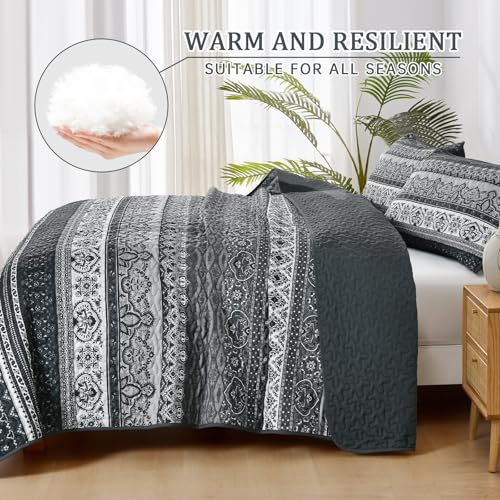 Parure de lit bohème king size noire en microfibre légère