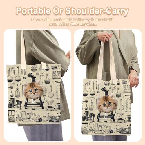 Bolsa de transporte de hombro para mascotas de lona lavable para gatos 7