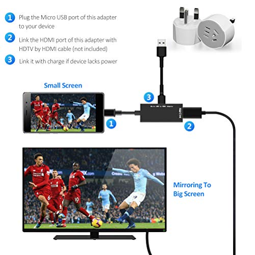 MHL Micro USB to HDMI Cable Adapter, MHL to HDMI 1080P Video Graphic Converter, Cable Adapter with Video Audio Output for Android Smart Phones & Tablets with MHL Function (Black)