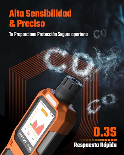 TOPTES CT-580 Detector de monóxido de Carbono recargable de 0-1000PPM 3