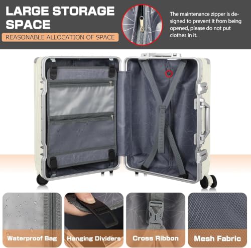 Image of AnyZip Luggage PC+ABS Aluminum Frame Zipperless Checked Luggage Hard Shell Suitcase TSA Lock Double Spinner Wheels 28 Inch White