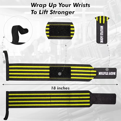 Image of Pro Weightlifting Wrist Wraps with Thumb Loop | Adjustable Gym Wrist Support for Men & Women - Powerlifting, Crossfit, Strength Training & Pain Relief