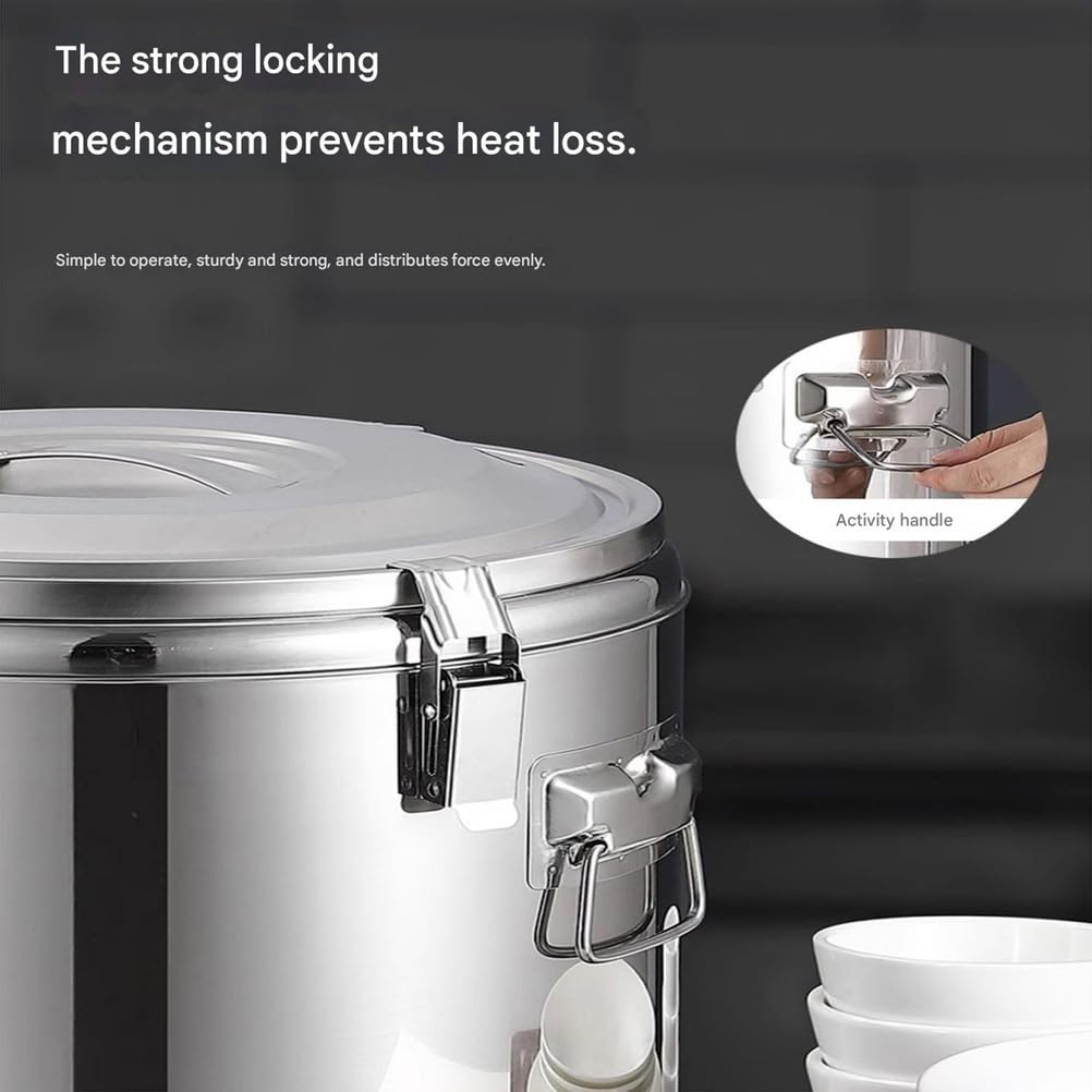Contenedor Aislado De Acero Inoxidable De Gran Capacidad Contenedor Aislado De Acero Inoxidable 304 para Bebidas, Adecuado para Catering, Té, Café, Sopa, Arroz,Plata,10L