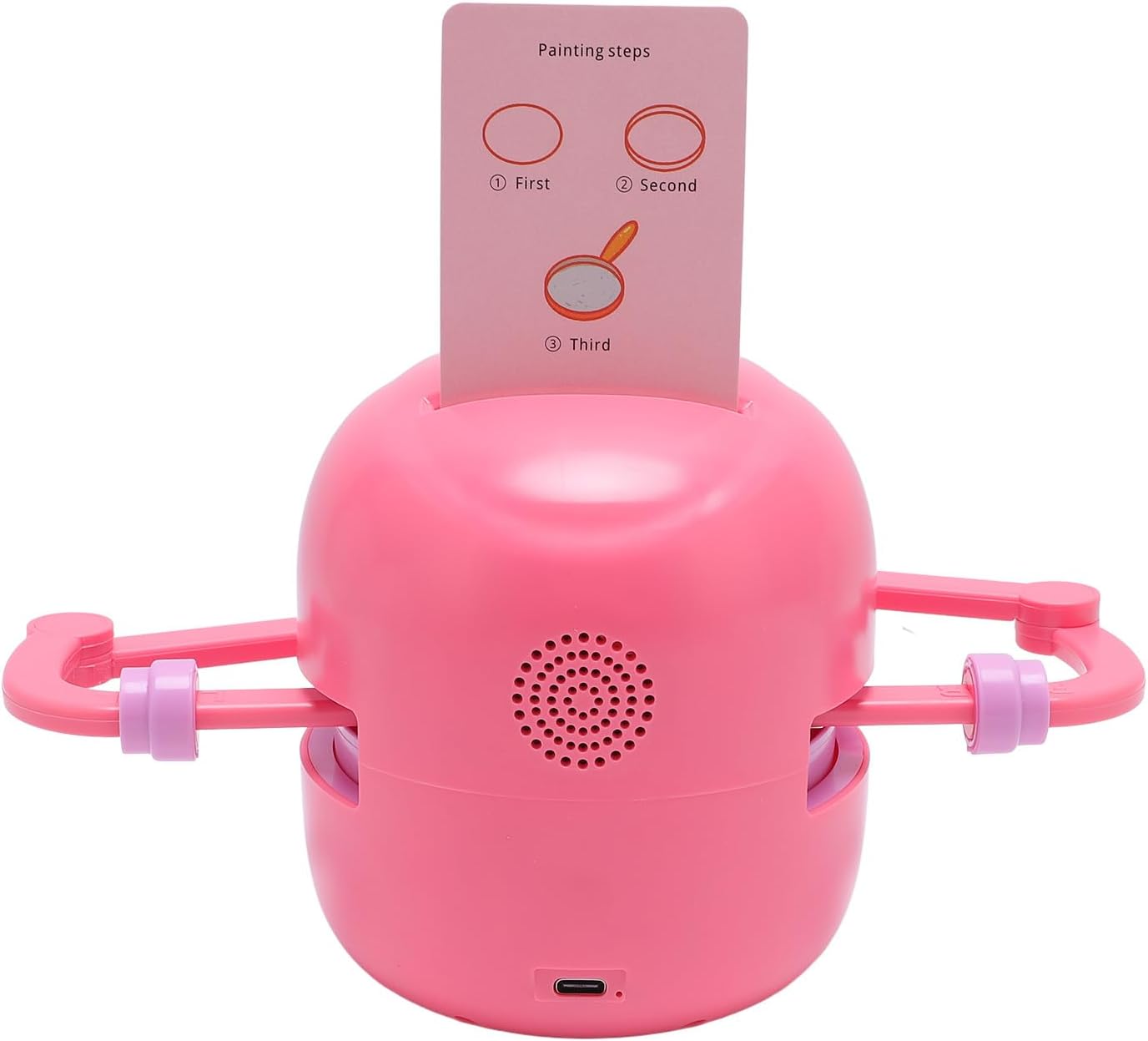 Bewinner Smart Drawing Robot, Interactive Educational Drawing Robot, Montessori Drawing Learning with 100 Word Cards, Art Enlightenment Interactive Early Education, Ages 5+ (Rose Red)