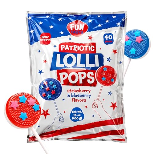 Patriotic Candy, Lollipops Individually Wrapped, Berry Flavors - 40 Count - image 1