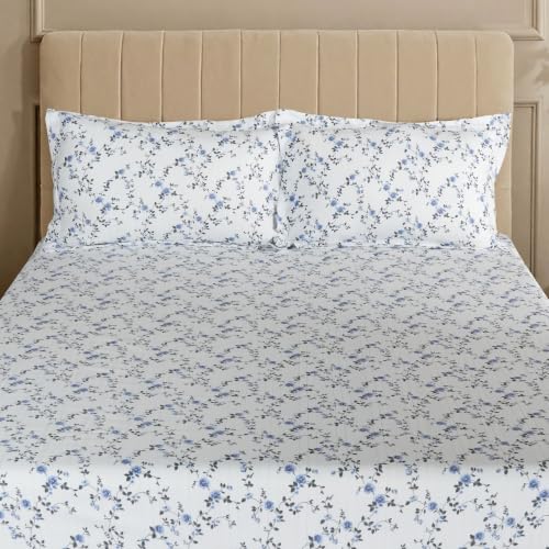 Image of Home Elegance from House of Mytrident | Linen Feel Bed Sheet for Double Bed King Size with Two Pillow Covers | Ultrasoft | Floral 274cm x 250cm | myTrident - Orchard Mustard