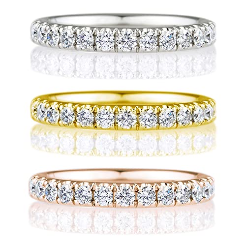 MRENITE Solid 10K/14K/18K Gold 0.42 ct. t.w. Lab-grown Diamond Eternity Band for Women Round Diamonds Stackable Rings for Wedding Anniversary Engagement (D-F color, SI clarity)2