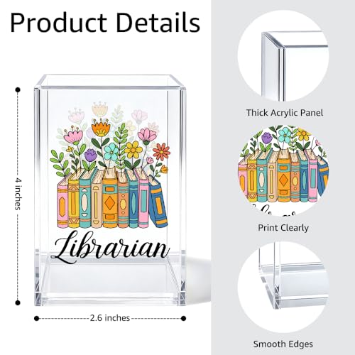 Image of Librarian Acrylic Pen Holder Book Mark Holder Library Accessories