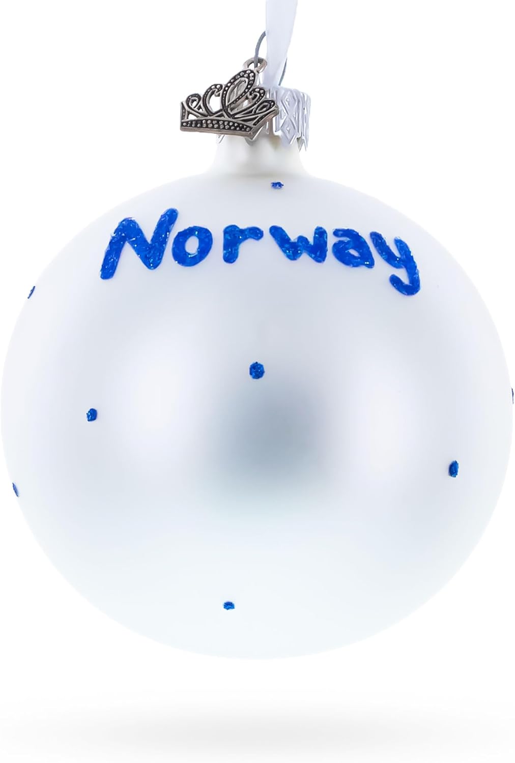 Flag of Norway Glass Ball Christmas Ornament 3.25 Inches - Image 2