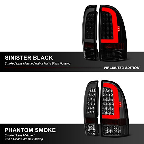 VIPMOTOZ Neon Tube LED Tail Light Lamp Assembly For 2005-2015 Toyota Tacoma - Matte Black Housing, Smoke Lens, Driver and Passenger Side