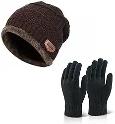 Kit Touca Gorro e Luva Masculino e Feminino Peluciado e Forrado Para Frio Inverno Touca e Luva Inverno