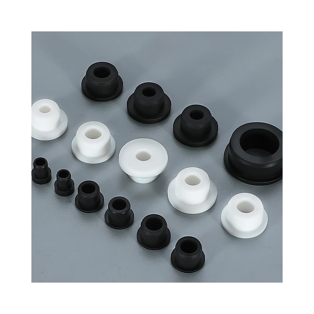 5Pcs T-Type Silicone Rubber Hole Plugs, 6.8-66.3mm Hollow Dustproof End Cap Black White Pipe Blanking Stopper Inserts(Black,11mm)