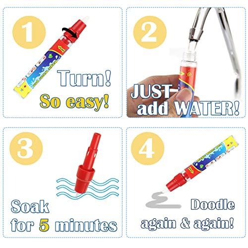 jenilily Water Doodle Toy Pens Replacement Water Pen, Drawing Template Stamp Doodle Toy for Water Doodle Mat - Image 4