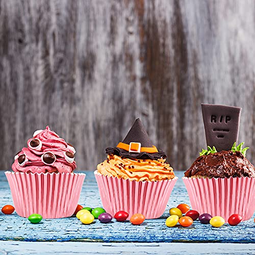 Image of Rose Gold Foil Cupcake Liners,100 Pack Metallic Baking Cups Standard Size