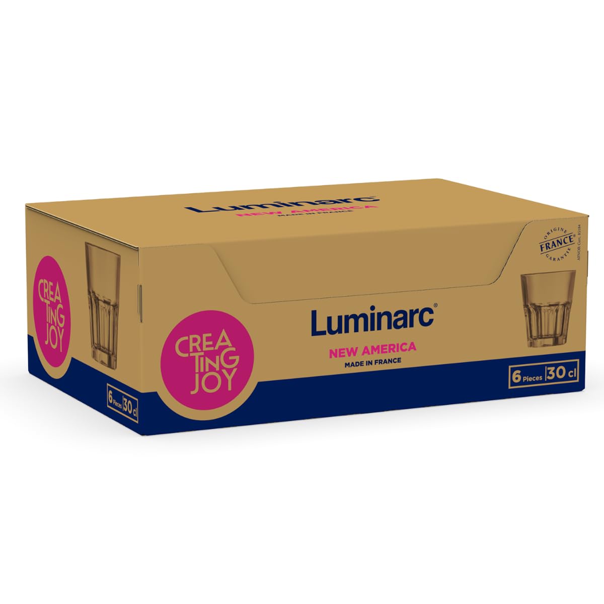 Luminarc New America Set 6 Vaso Bajo Vidrio Eco 30cl Sodo Ecológico