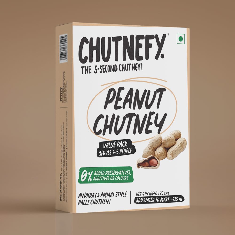Chutnefy - 5-Second Instant Peanut/Singdana/Mumfali Chutney - Pack of 1 Serves (5-6) | Home Style Delicious & Ready-to-Eat Chutneys| 100% Natural Ingredient | No Preservatives or Additives